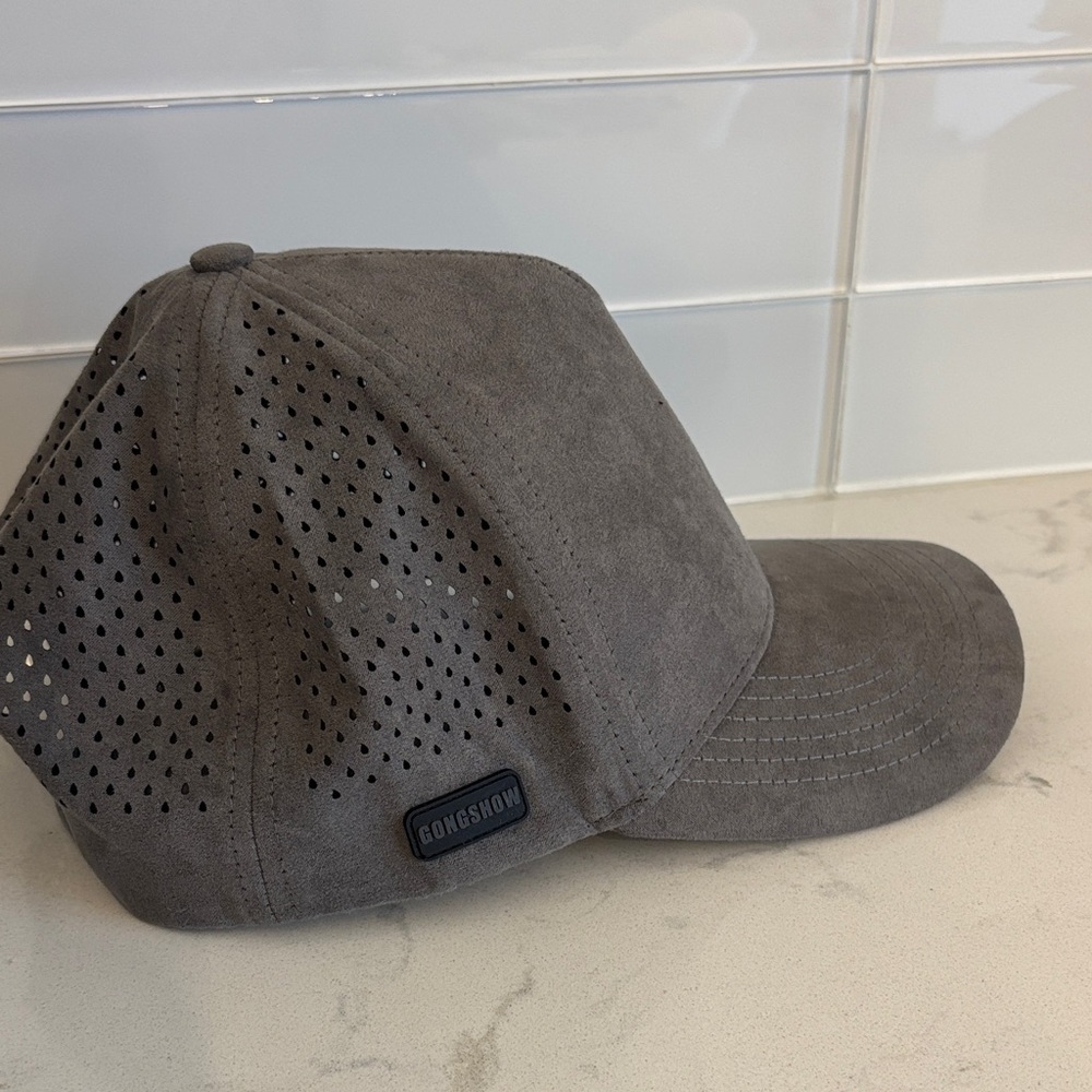 Gongshow Men's Perforated Suede Cap in Charcoal Gray
